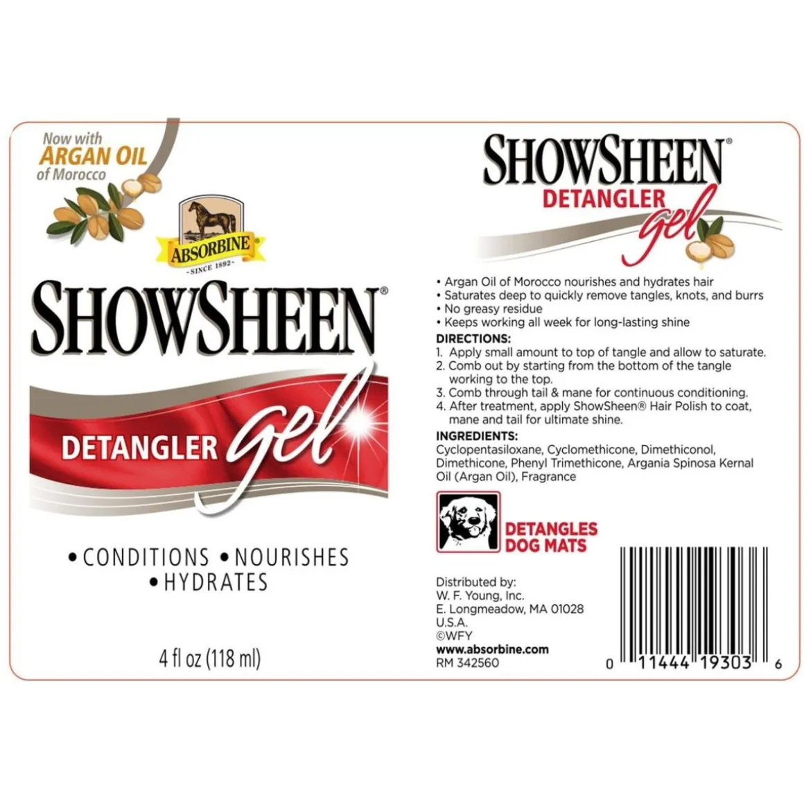 Absorbine ShowSheen Detangler Gel - flokefjerner